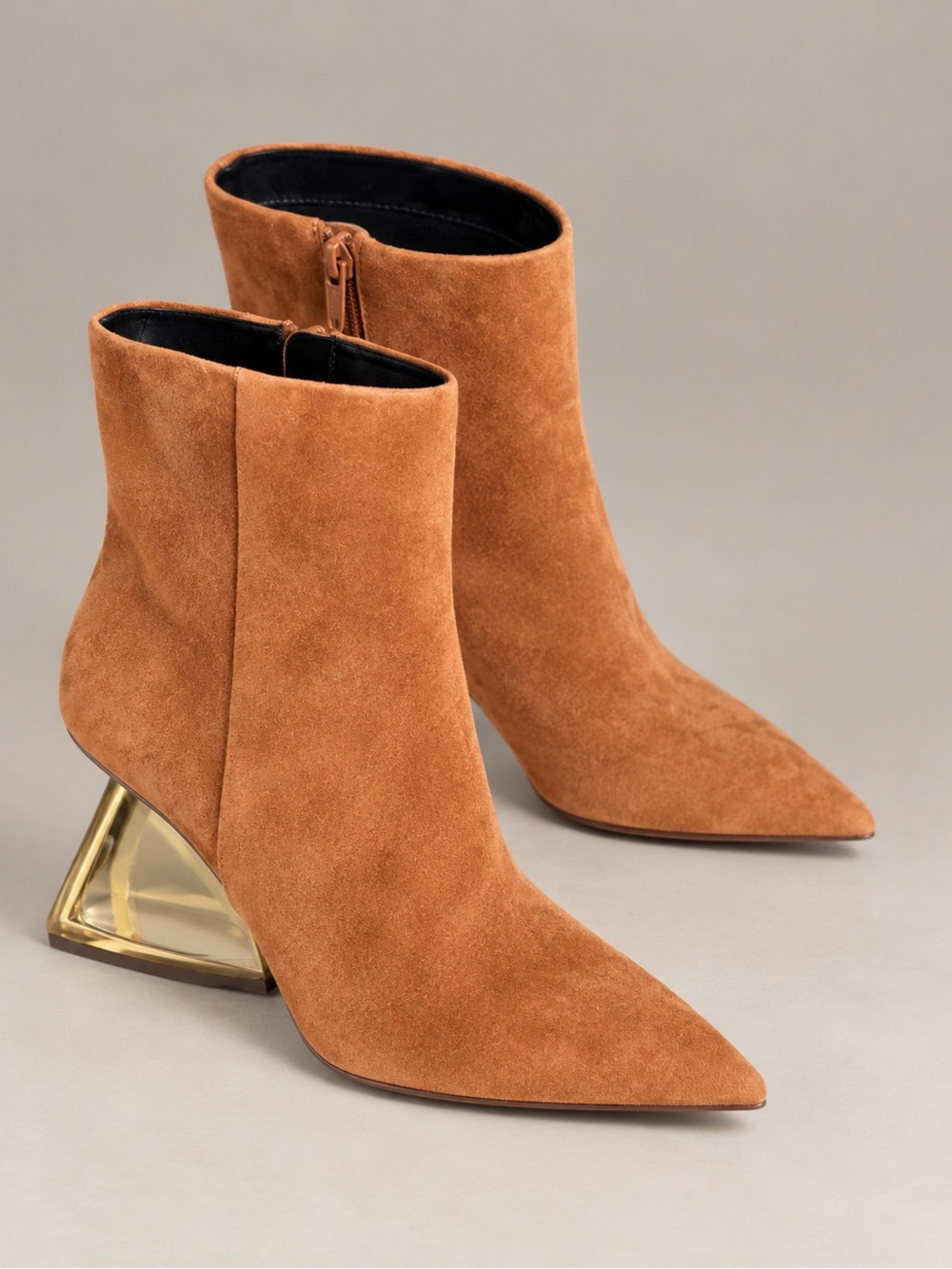Gianni Bini Harrison brown suede architectural wedge ankle bootie Sz 8